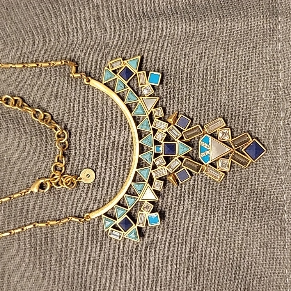 Stella & Dot [2-in-1] Turquoise & Gold Stone Statement Necklace
